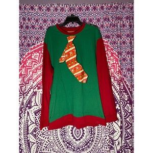 Christmas Sweater Tie Green Red Size XLT